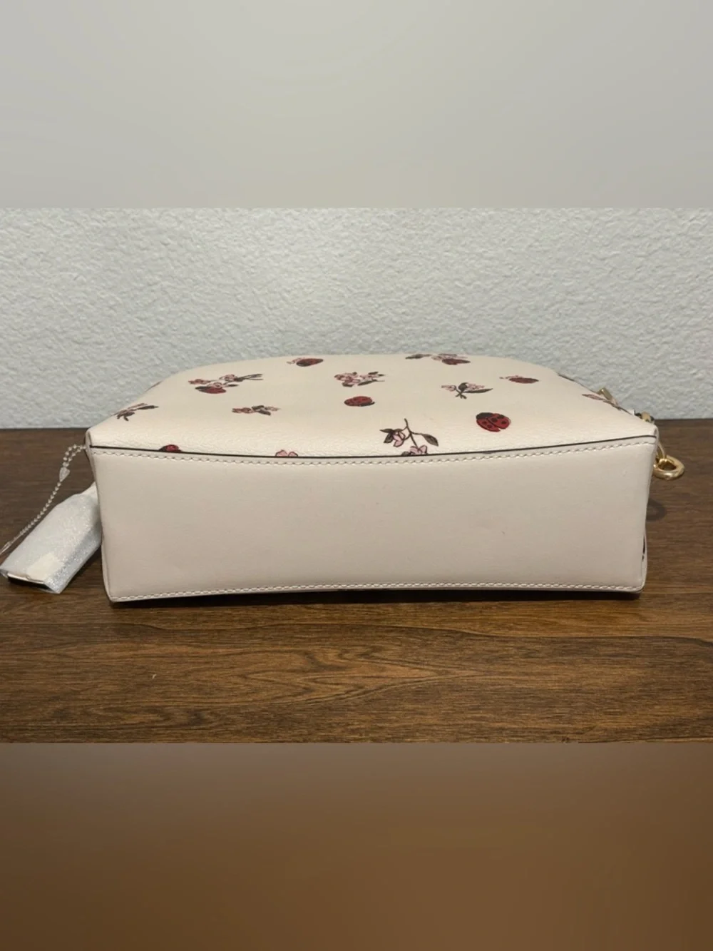 Coach Floral & Ladybug Print Crossbody Bag - Cream, Red, Pink - Picture 8 of 15